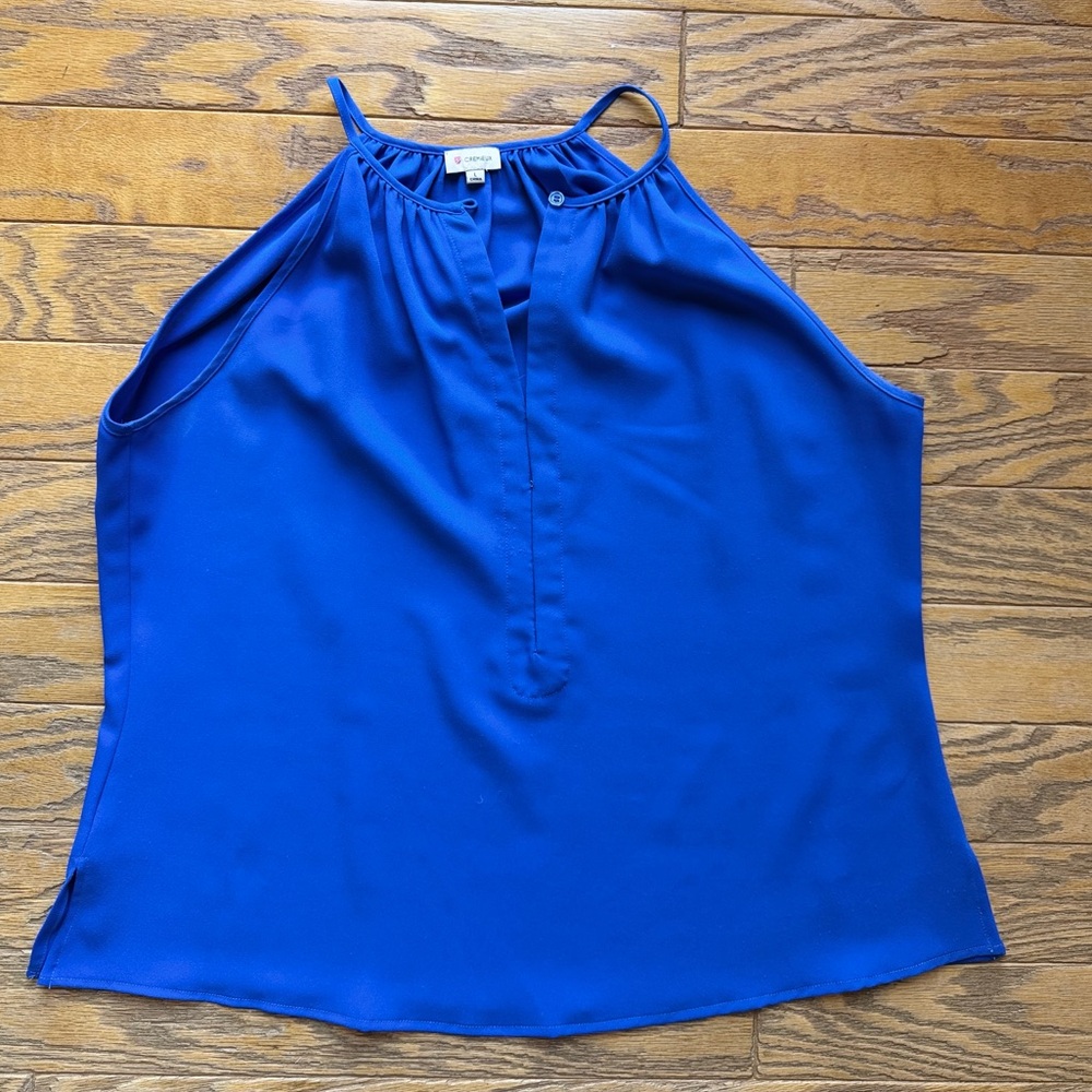 Cremieux Blue Sleeveless Blouse Women’s Large Halter Neck Top